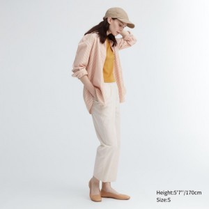 Spoločenské Nohavice Uniqlo Bavlnene Relaxed Ankle Damske Natural Slovensko | D340642