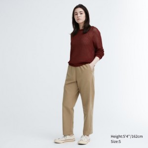 Spoločenské Nohavice Uniqlo Bavlnene Relaxed Ankle Damske Béžové Slovensko | Z137637