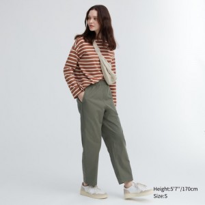 Spoločenské Nohavice Uniqlo Bavlnene Relaxed Ankle Damske Olivovo Zelená Slovensko | I662065