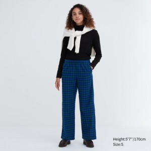 Spoločenské Nohavice Uniqlo Flannel Checked Damske Modre Slovensko | F336851
