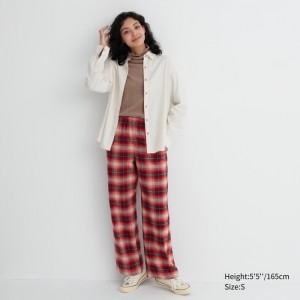 Spoločenské Nohavice Uniqlo Flannel Checked Damske Červené Slovensko | B851828