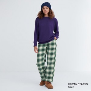 Spoločenské Nohavice Uniqlo Flannel Checked Damske Zelene Slovensko | S989056