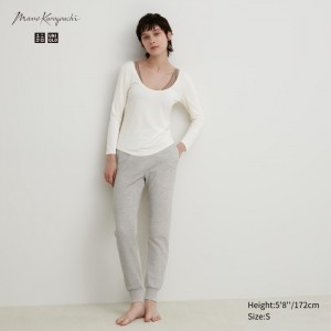 Spoločenské Nohavice Uniqlo HEATTECH Vlna Blend Waffle Damske Siva Slovensko | D229824