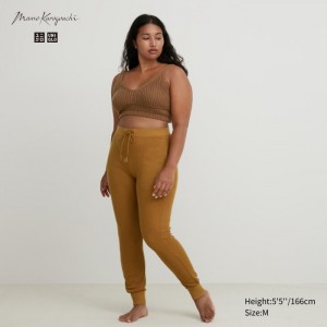 Spoločenské Nohavice Uniqlo HEATTECH Vlna Blend Waffle Damske Hnede Slovensko | R507069