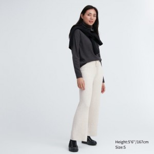 Spoločenské Nohavice Uniqlo Washable Knit Rebrovaný Damske Natural Slovensko | L285933
