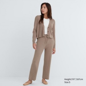 Spoločenské Nohavice Uniqlo Washable Knit Rebrovaný Damske Hnedožltý Slovensko | Y422553