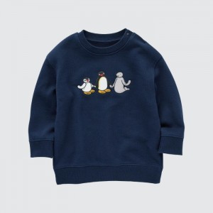 Mikina Uniqlo Clay Animation Grafika (Pingu) Pre Babatka Námornícka Modrá Slovensko | T813454