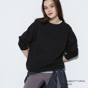 Mikina Uniqlo Crew Neck Long-Sleeve Damske Čierne Slovensko | G309302