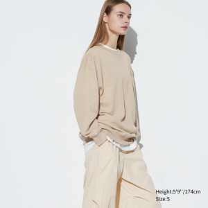 Mikina Uniqlo Crew Neck Long-Sleeve Damske Natural Slovensko | B165228