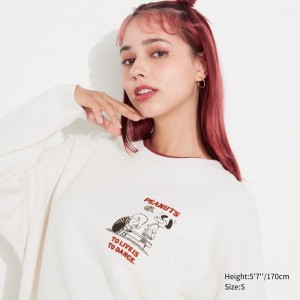 Mikina Uniqlo PEANUTS Dance Time with Snoopy Long-Sleeve Damske Biele Slovensko | B626066