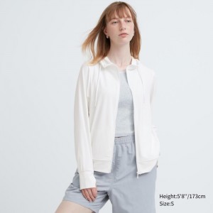 Mikina s Kapucnou Uniqlo AIRism Mesh UV Protection Full-Zip Damske Biele Slovensko | Y492635
