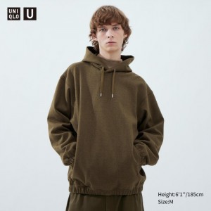 Mikina s Kapucnou Uniqlo Brushed Jersey Long-Sleeve Panske Hnede Slovensko | M688415