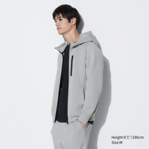 Mikina s Kapucnou Uniqlo Dry Stretch Sweat Full-Zip Panske Svetlo Siva Slovensko | H890868