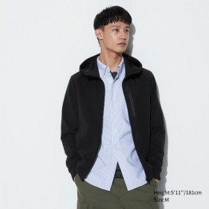 Mikina s Kapucnou Uniqlo Dry Stretch Sweat Full-Zip Panske Čierne Slovensko | L077865