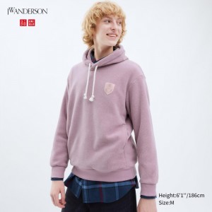 Mikina s Kapucnou Uniqlo Fleece Pullover Long-Sleeve Panske Ruzove Slovensko | E450271