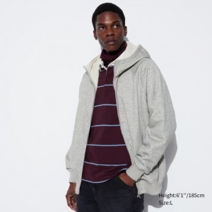 Mikina s Kapucnou Uniqlo HEATTECH Pile-Podsite Sweat Full-Zip Panske Siva Slovensko | W424445