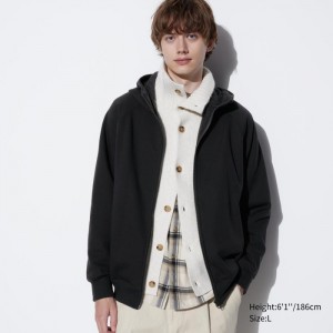 Mikina s Kapucnou Uniqlo HEATTECH Pile-Podsite Sweat Full-Zip Panske Čierne Slovensko | F147800