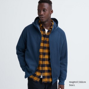 Mikina s Kapucnou Uniqlo HEATTECH Pile-Podsite Sweat Full-Zip Panske Modre Slovensko | Z682215