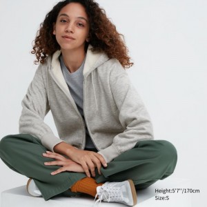 Mikina s Kapucnou Uniqlo HEATTECH Pile-Podsite Sweat Full-Zip Damske Siva Slovensko | Q823812