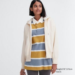 Mikina s Kapucnou Uniqlo HEATTECH Pile Podsite Sweat Full-Zip Damske Biele Slovensko | B959334