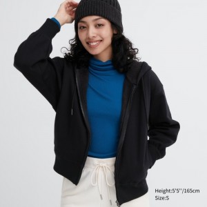 Mikina s Kapucnou Uniqlo HEATTECH Pile Podsite Sweat Full-Zip Damske Čierne Slovensko | P471917