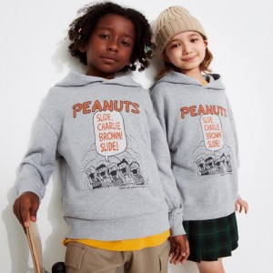 Mikina s Kapucnou Uniqlo PEANUTS Charlie Brown's Baseball Team Long-Sleeve Detske Siva Slovensko | G498756
