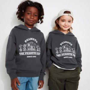 Mikina s Kapucnou Uniqlo Peanuts Sweat Long-Sleeve Detske Tmavo Siva Slovensko | Z671178