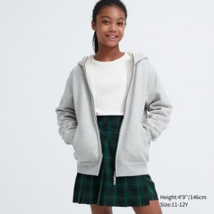 Mikina s Kapucnou Uniqlo Pile-Podsite Sweat Full-Zip Detske Svetlo Siva Slovensko | K507487