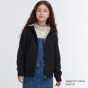 Mikina s Kapucnou Uniqlo Pile-Podsite Sweat Full-Zip Detske Čierne Slovensko | B245110