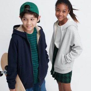 Mikina s Kapucnou Uniqlo Pile-Podsite Sweat Full-Zip Detske Námornícka Modrá Slovensko | J472280