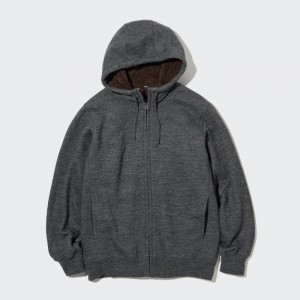 Mikina s Kapucnou Uniqlo Pile-Podsite Sweat Long-Sleeve Full-Zip Panske Tmavo Siva Slovensko | P140288