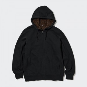 Mikina s Kapucnou Uniqlo Pile-Podsite Sweat Long-Sleeve Full-Zip Panske Čierne Slovensko | M274782