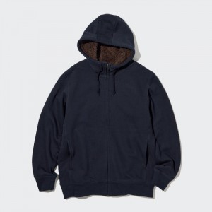 Mikina s Kapucnou Uniqlo Pile-Podsite Sweat Long-Sleeve Full-Zip Panske Námornícka Modrá Slovensko | W002310