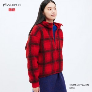 Mikina s Kapucnou Uniqlo Pile Podsite Fleece Printed Full-Zip Damske Červené Slovensko | I453200