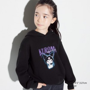Mikina s Kapucnou Uniqlo Sanrio characters Sweat Cropped Detske Čierne Slovensko | R597196