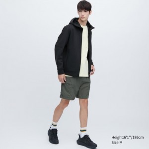Mikina s Kapucnou Uniqlo Stretch Dry Sweat Long-Sleeve Full-Zip Panske Čierne Slovensko | Q393592