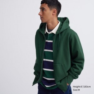 Mikina s Kapucnou Uniqlo Sweat Full-Zip Long-Sleeve Panske Zelene Slovensko | J448298
