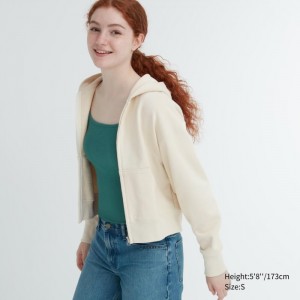 Mikina s Kapucnou Uniqlo Sweat Full-Zip Long-Sleeve Damske Biele Slovensko | A788407