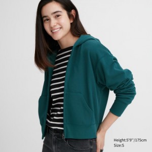 Mikina s Kapucnou Uniqlo Sweat Full-Zip Long-Sleeve Damske Zelene Slovensko | R106339