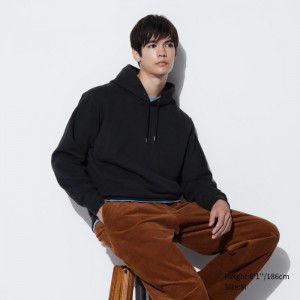 Mikina s Kapucnou Uniqlo Sweat Pullover Panske Čierne Slovensko | Z830579