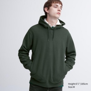 Mikina s Kapucnou Uniqlo Sweat Pullover Panske Tmavo Zelene Slovensko | N101597