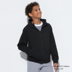 Mikina s Kapucnou Uniqlo Ultra Stretch Dry Sweat Long-Sleeve Full-Zip Detske Čierne Slovensko | C049944