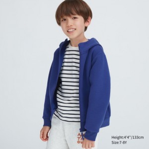 Mikina s Kapucnou Uniqlo Ultra Stretch Dry Sweat Long-Sleeve Full-Zip Detske Modre Slovensko | E536570