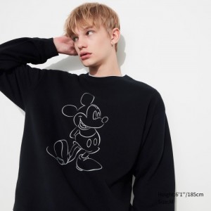 Mikiny Uniqlo Mickey Shines Long-Sleeve Panske Čierne Slovensko | S089932