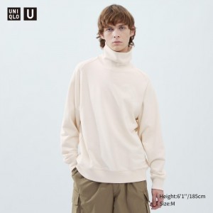 Mikiny Uniqlo Sweat Turtleneck Long-Sleeve Panske Biele Slovensko | C009206