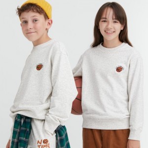 Mikiny Uniqlo Ultra Stretch Grafika Long-Sleeve Detske Svetlo Siva Slovensko | R323193