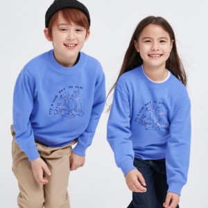 Mikiny Uniqlo Ultra Stretch Grafika Long-Sleeve Detske Modre Slovensko | U751826