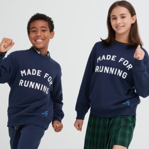 Mikiny Uniqlo Ultra Stretch Grafika Long-Sleeve Detske Námornícka Modrá Slovensko | I814978