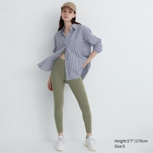 Nohavice Uniqlo AIRism UV Protection Pocketed Soft Leggings Damske Olivovo Zelená Slovensko | N357263