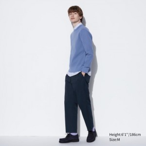 Nohavice Uniqlo Bavlnene Relaxed Ankle Panske Námornícka Modrá Slovensko | H318320